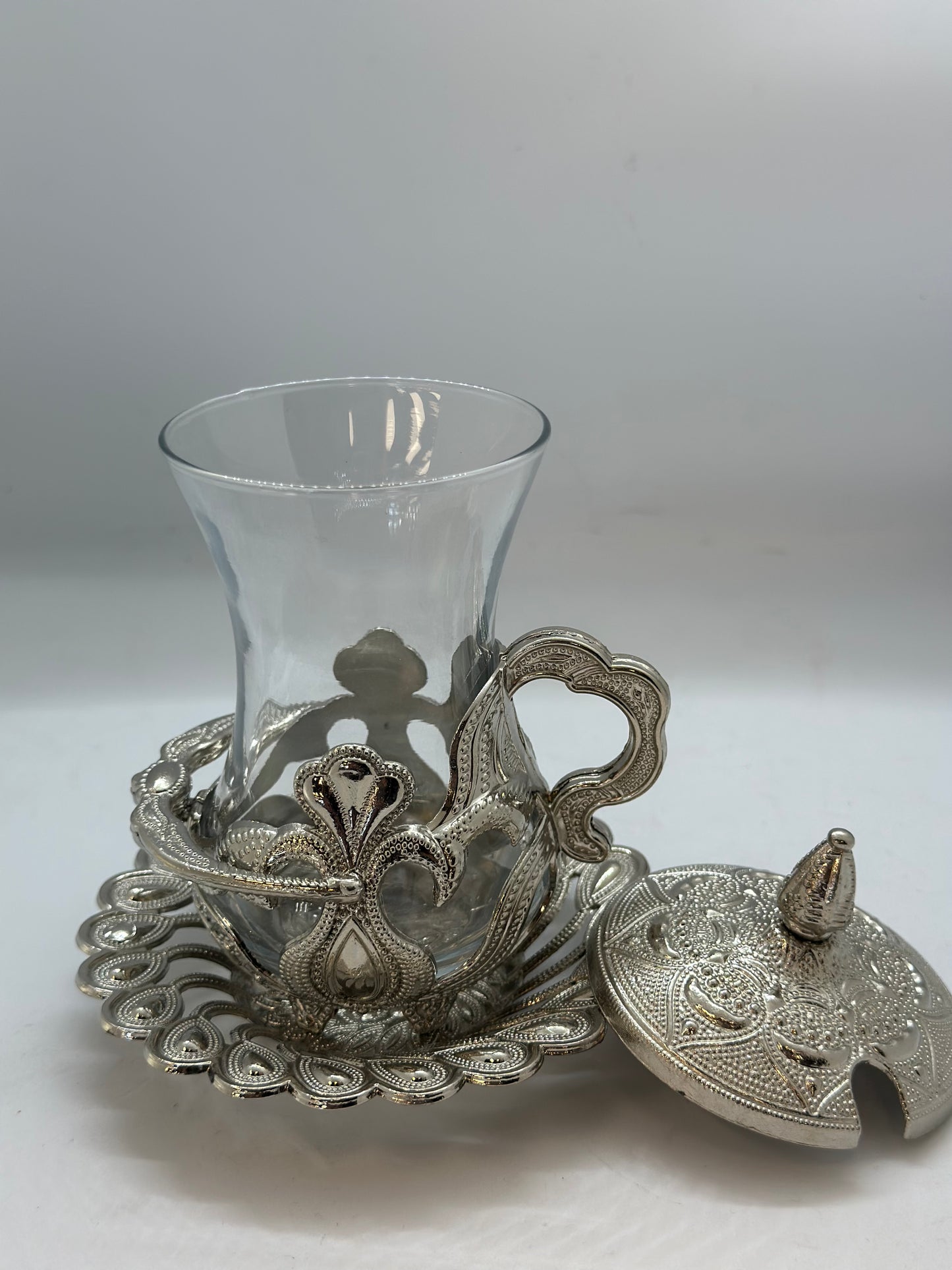Oriental Teacup Set in Gold or Silver