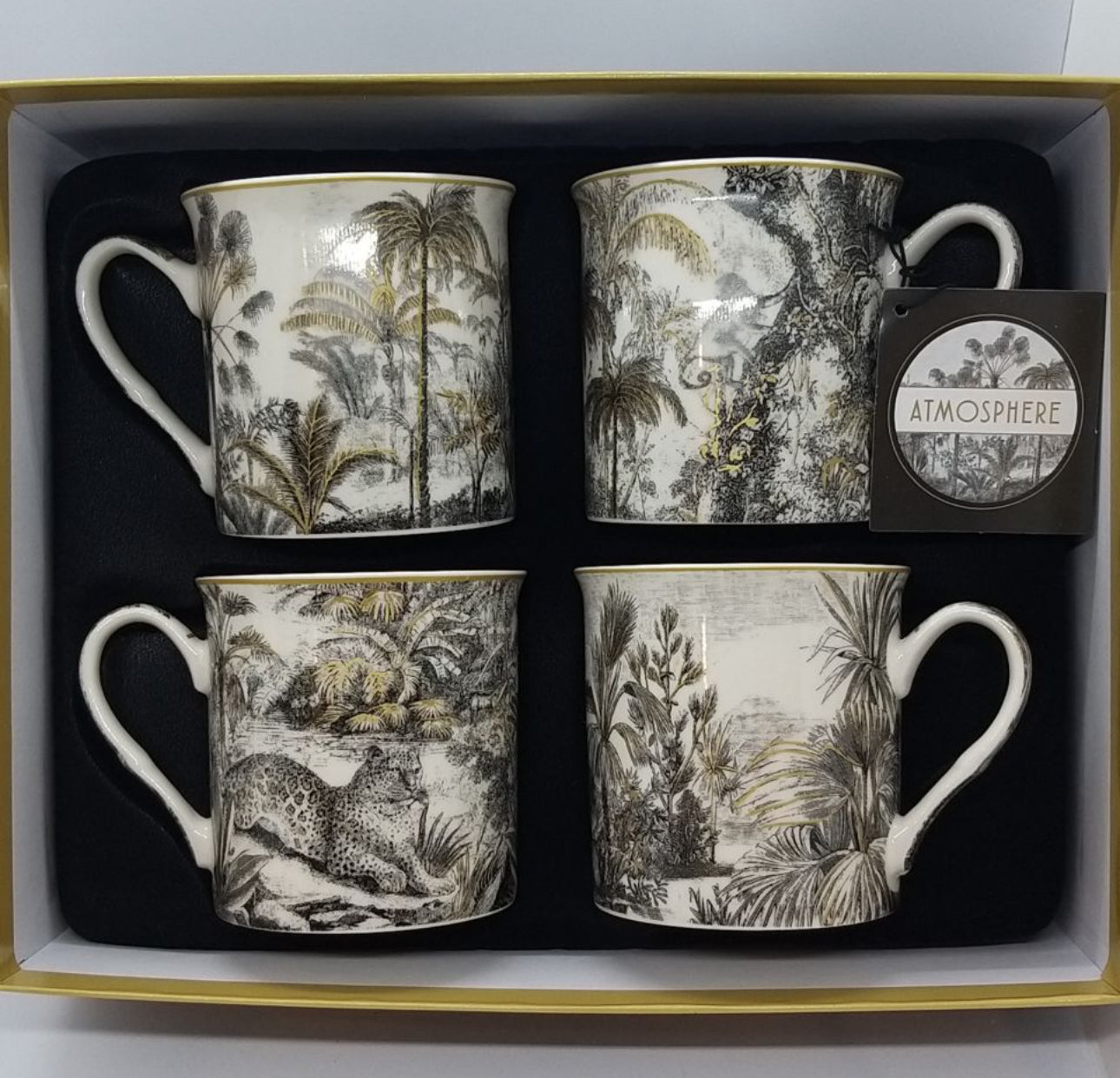 Set of 4 Retro Jungle Mugs