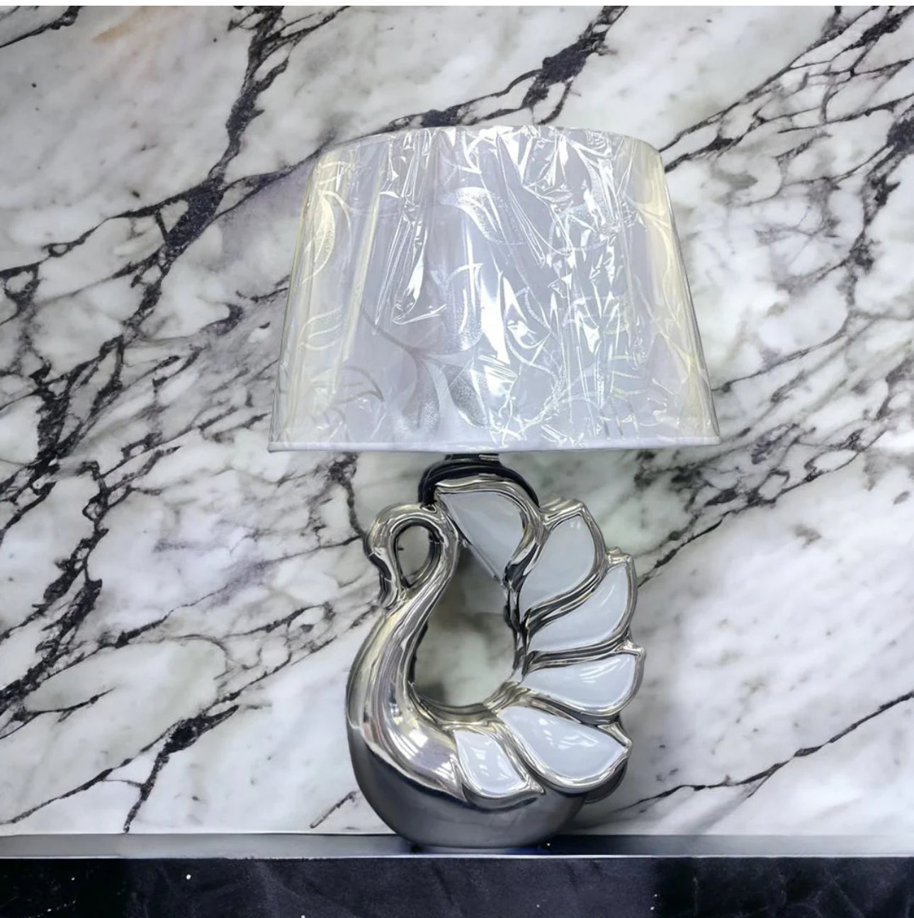 White/Silver Swan Table Lamp