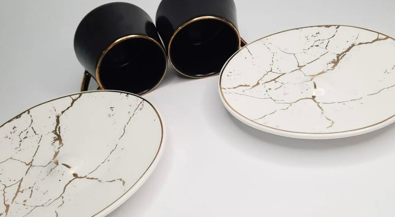 Modern Elegance: Set of 6 Matte Black or White Mugs in Stylish Gift Box