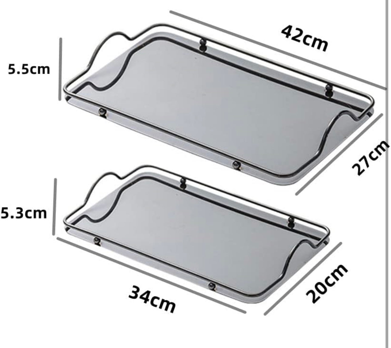 Elegant Stainless Steel Mirror Trays: Versatile Décor and Practicality: set of two