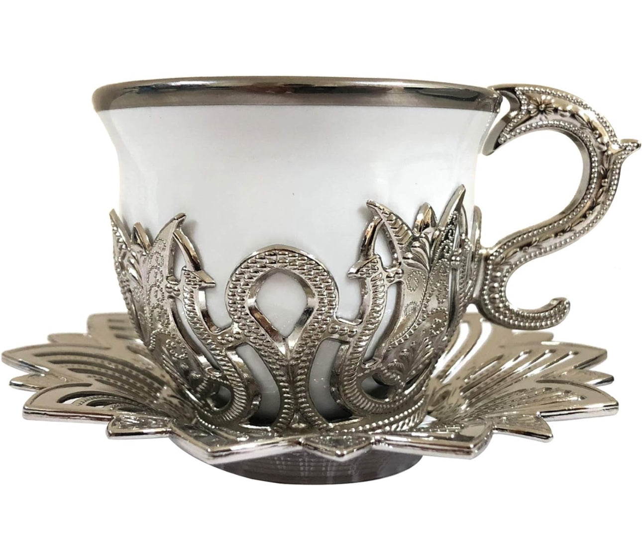 Luxury Porcelain Turkish/Arabic/ Cups Set of 6 and Saucers 4 oz
