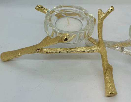 Metal Twig Branch Candle Holder in Gold or Silver
