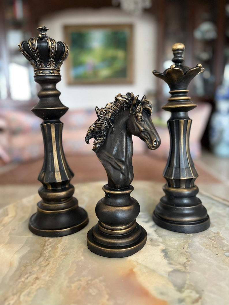 Chess set of 3 home decor