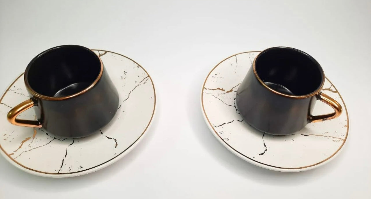 Modern Elegance: Set of 6 Matte Black or White Mugs in Stylish Gift Box