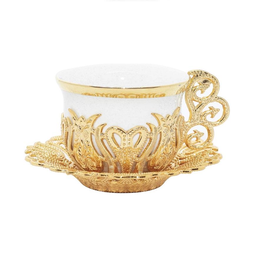 Luxury Porcelain Turkish/Arabic/ Cups Set of 6 and Saucers 4 oz