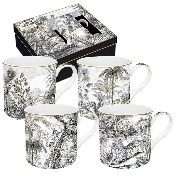 Set of 4 Retro Jungle Mugs