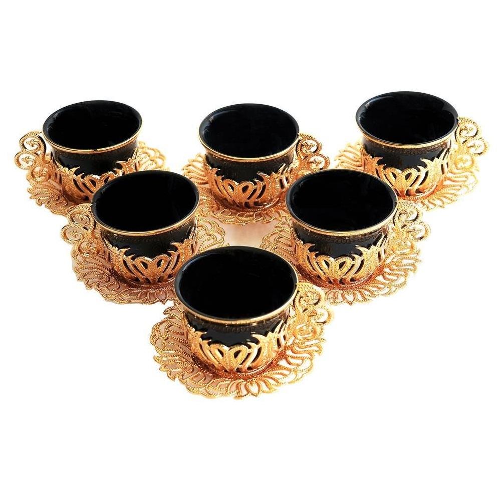 Luxury Porcelain Turkish/Arabic/ Cups Set of 6 and Saucers 4 oz