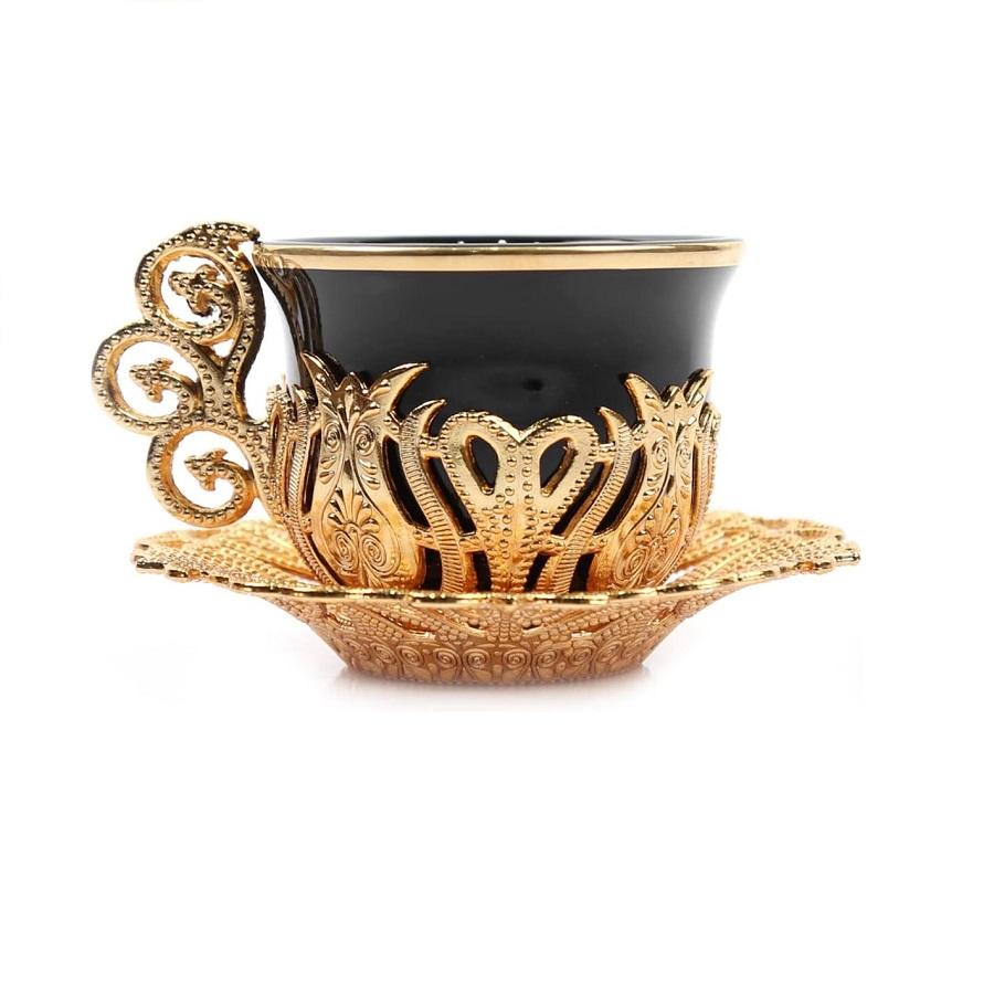 Luxury Porcelain Turkish/Arabic/ Cups Set of 6 and Saucers 4 oz