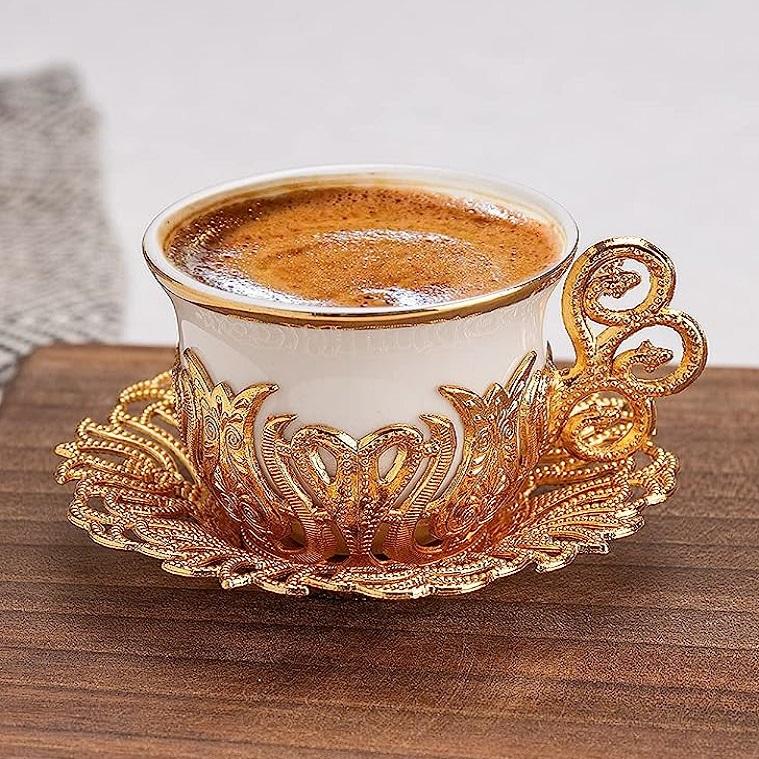Luxury Porcelain Turkish/Arabic/ Cups Set of 6 and Saucers 4 oz