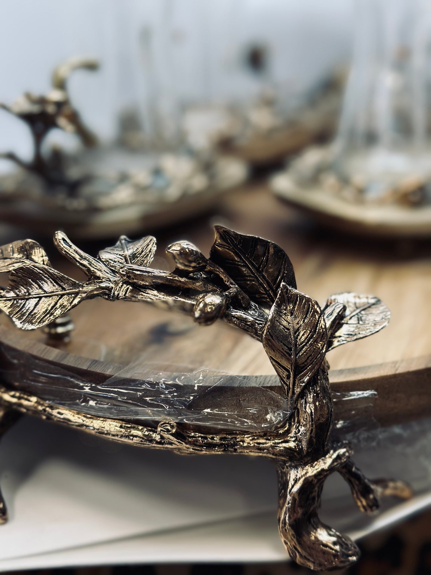 Acacia Wood Teacup Set with Tray