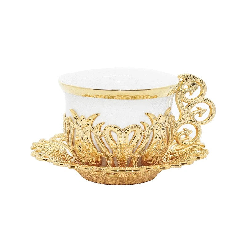 Luxury Set of 6 Turkish Coffee Cups and Saucers