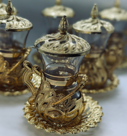 Oriental Teacup Set in Gold or Silver