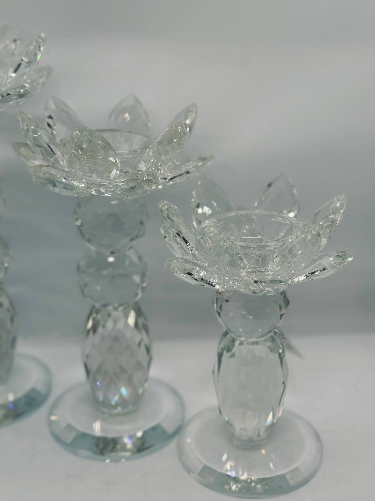 Set of 3 Crystal Candle Holders