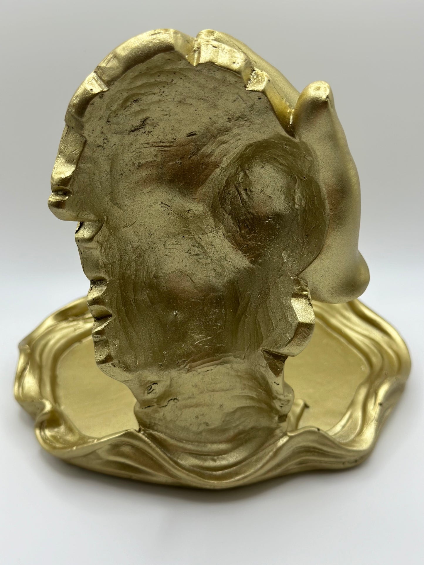 Gold Resin Art Sculpture – Hand Over Face Design (7x7 Inches)