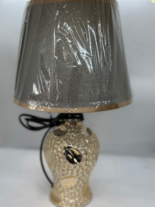 Gleaming Elegance: 13-Inch Ornate Lamp in Gold or Silver Tone