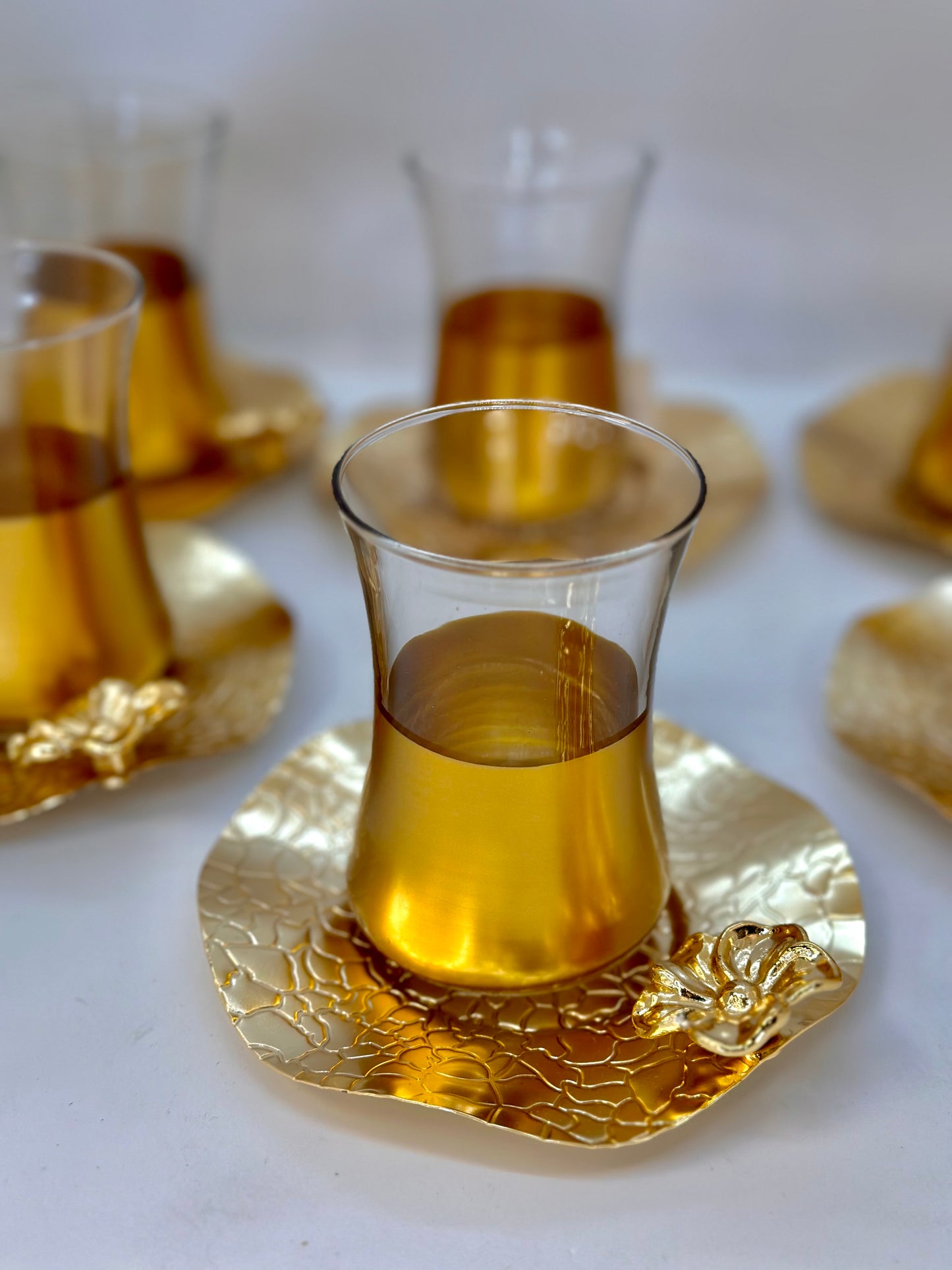 Turkish Delight: Handcrafted Glass Teacups with Metallic Accents Set. SALE