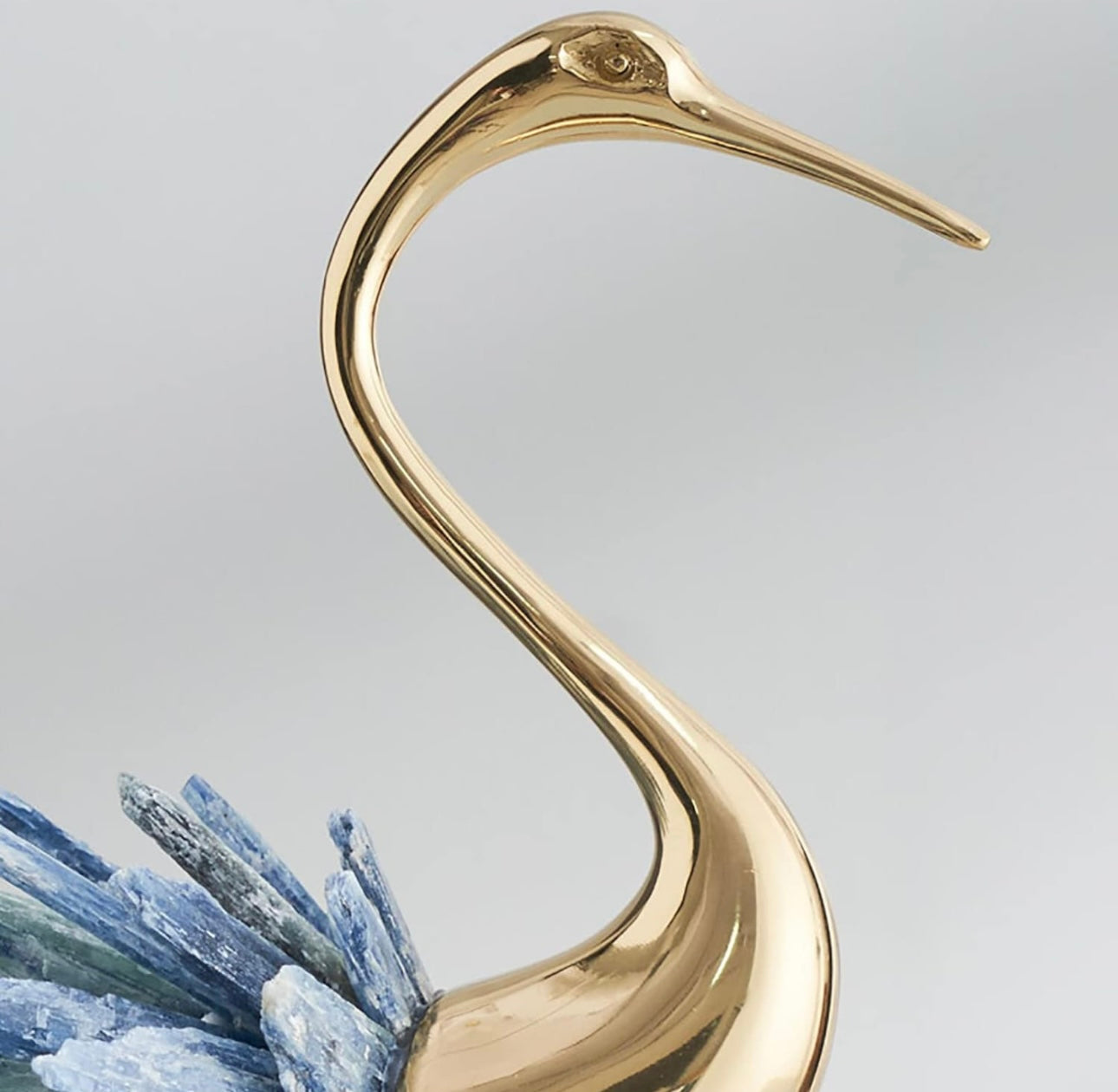 Crystal copper and marble crane bird figurine