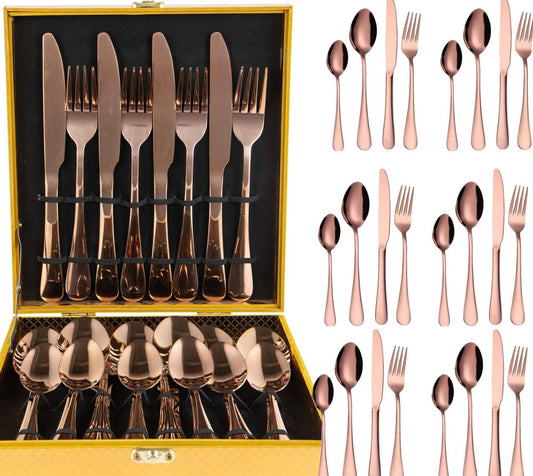 Rose Gold Elegance: Cutlery Set in Stylish Box