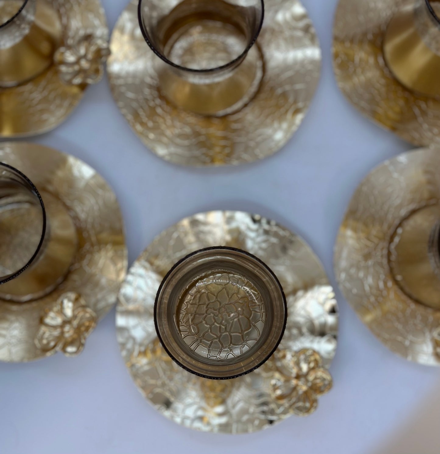 Turkish Delight: Handcrafted Glass Teacups with Metallic Accents Set. SALE