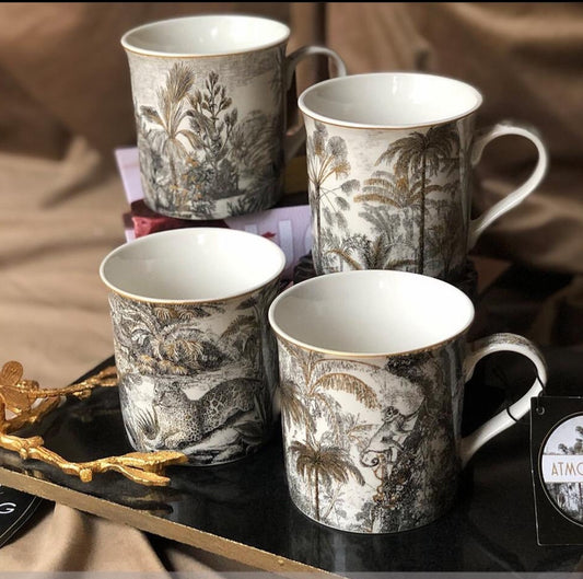 Set of 4 Retro Jungle Mugs