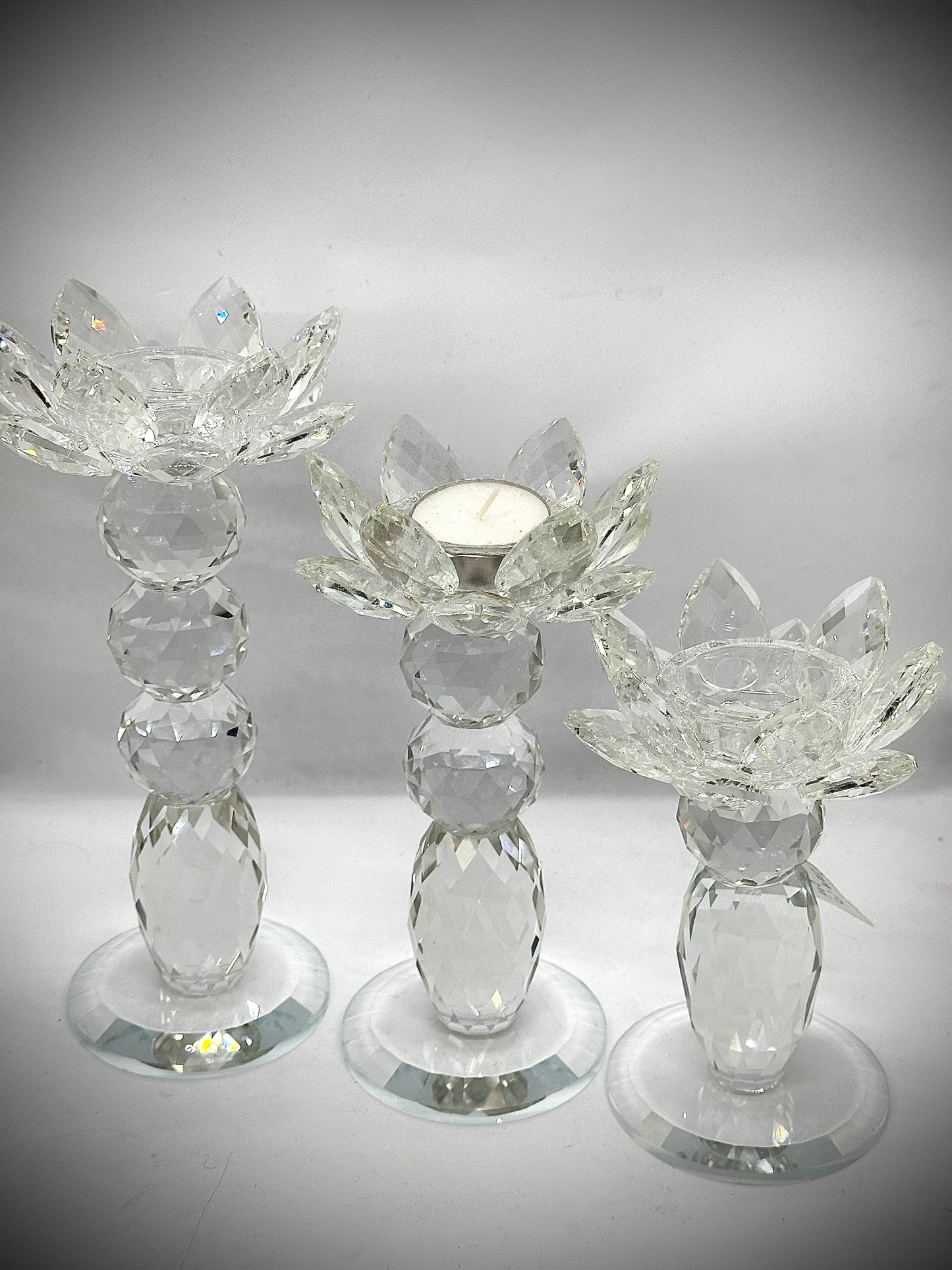 Set of 3 Crystal Candle Holders