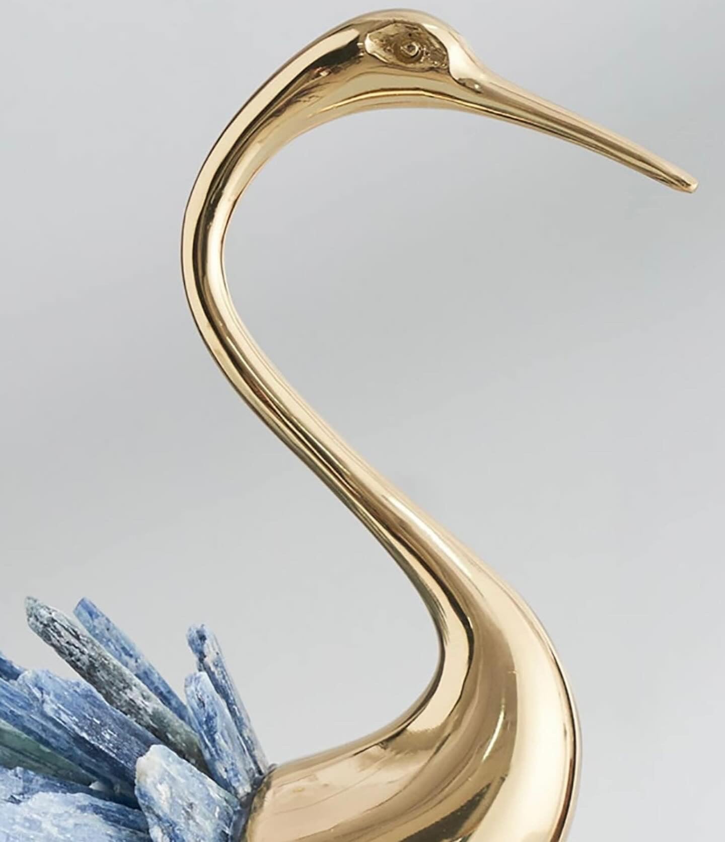 Crystal copper and marble crane bird figurine