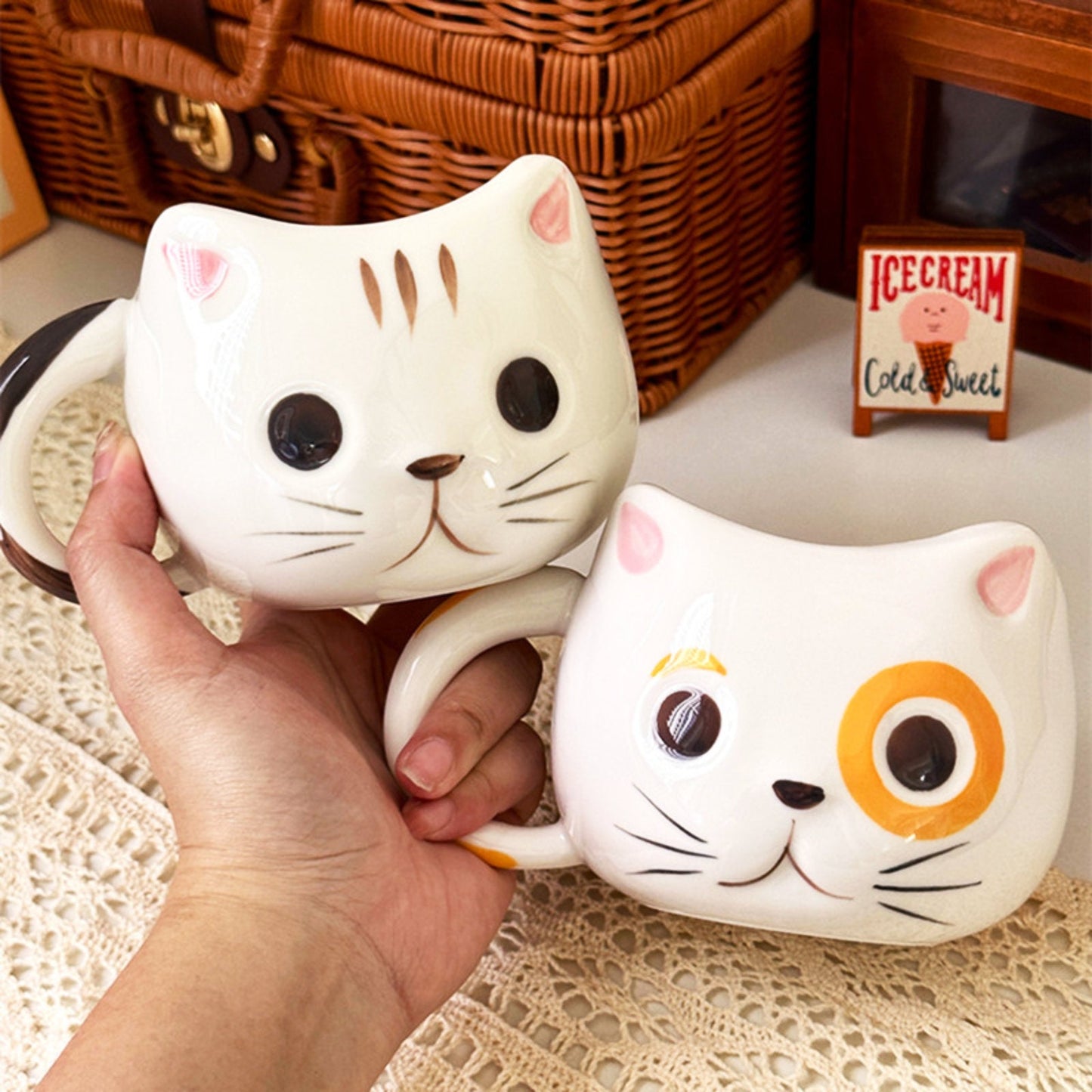 Adorable Cat-Shaped Mugs With Whimsical Design