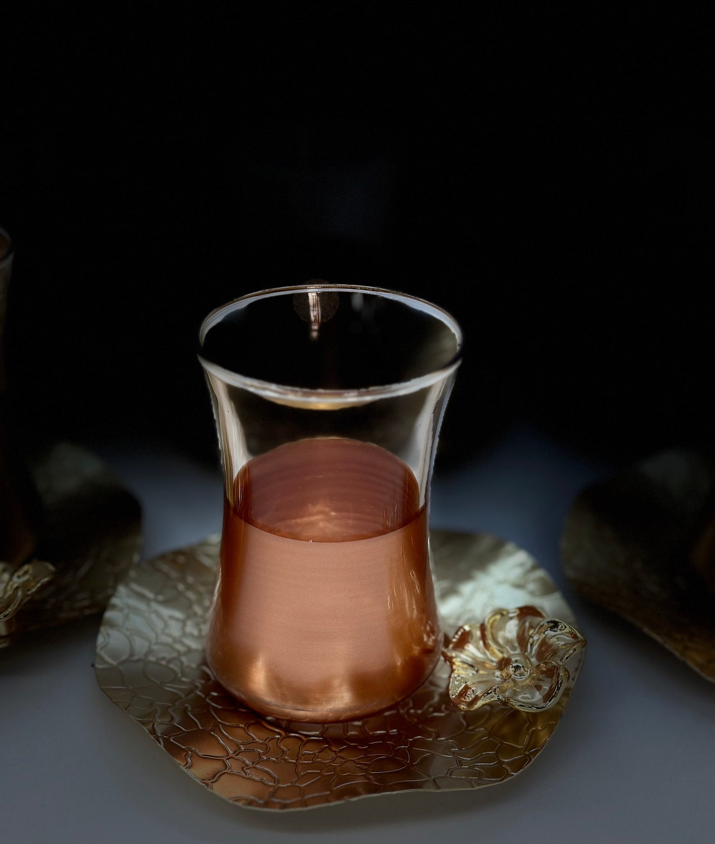 Turkish Delight: Handcrafted Glass Teacups with Metallic Accents Set. SALE