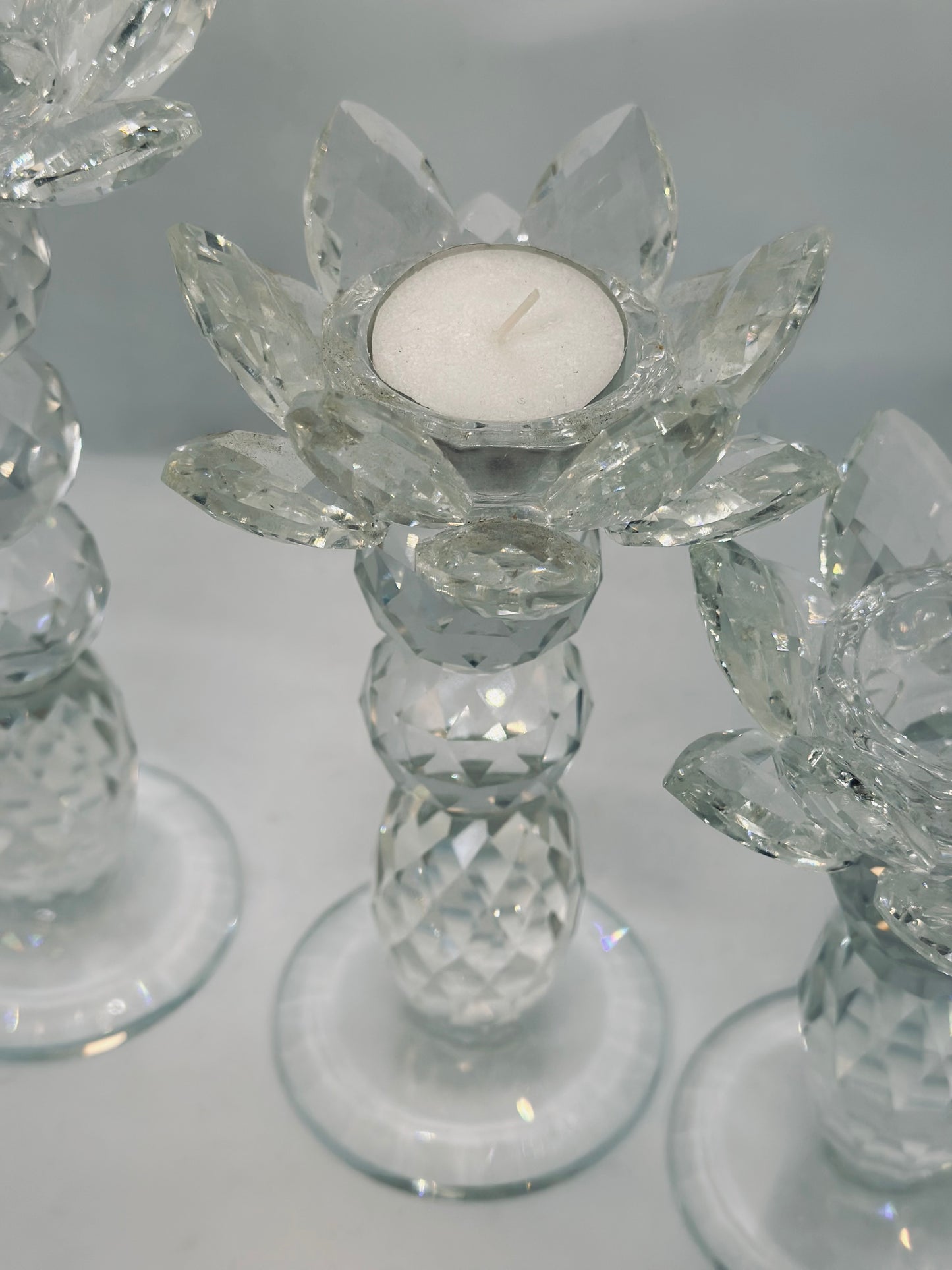 Set of 3 Crystal Candle Holders
