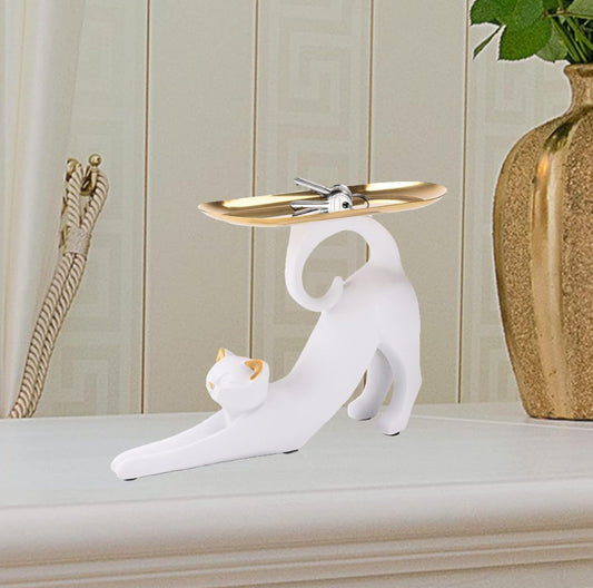 Stretching Cat Tray- In Black or White