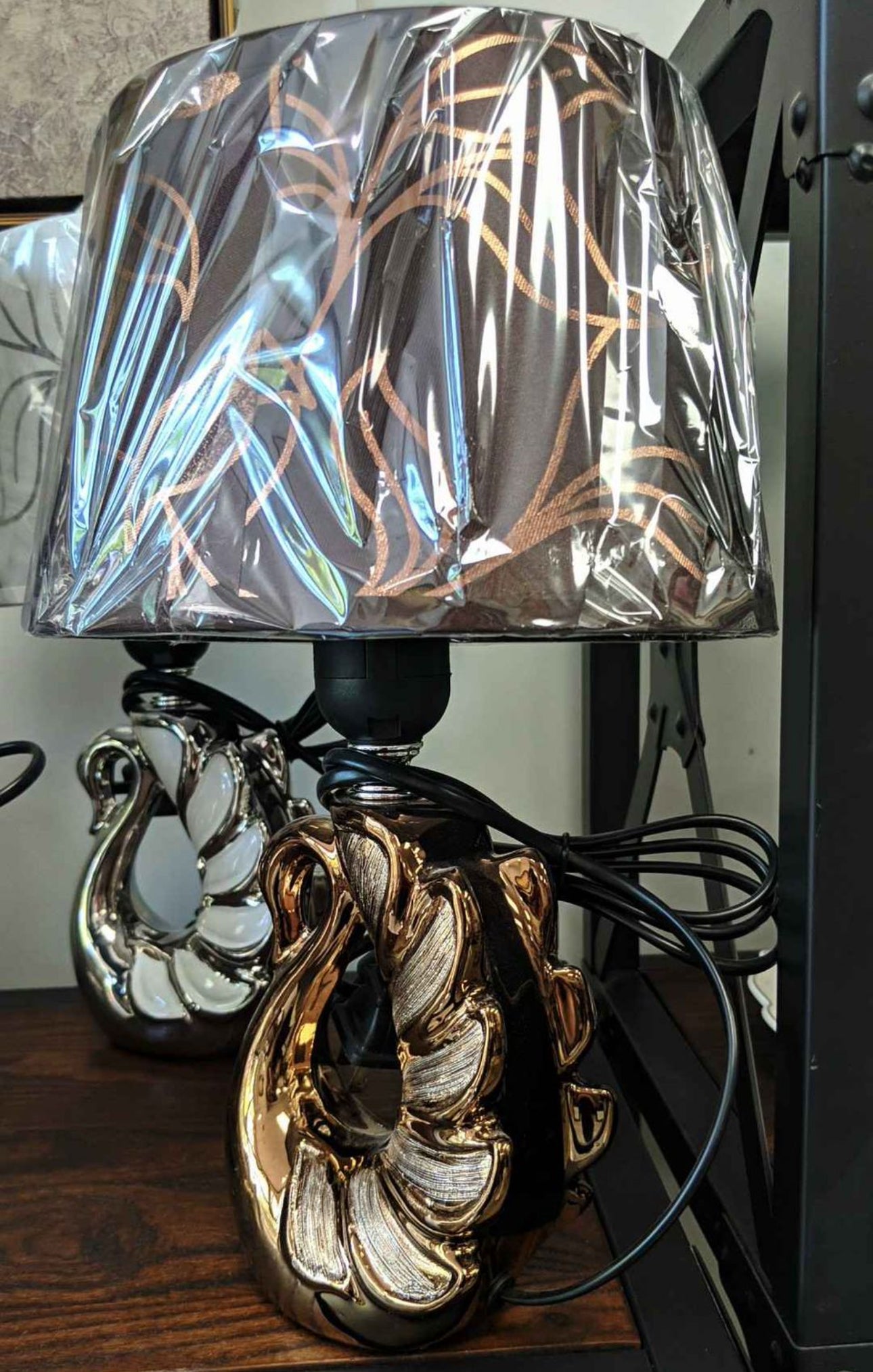 Copper Color Swan Table Lamp